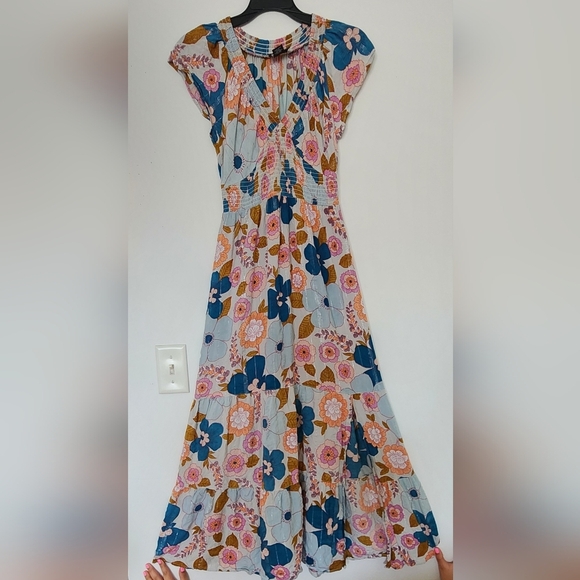 Floral Maxi Dress with Cap Sleeves - Picture 1 of 11